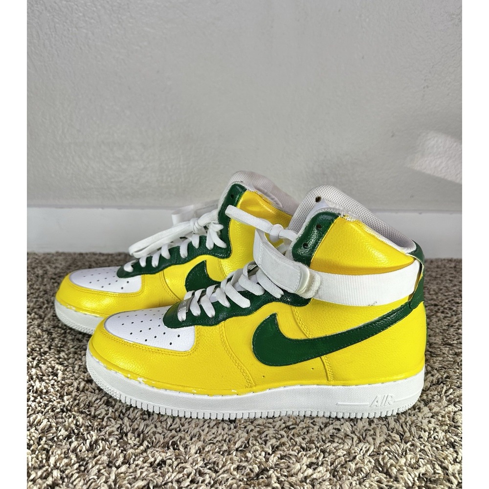 Nike Air Force 1 High Men's Size 11 Hand Painted Yellow Green Sneakers